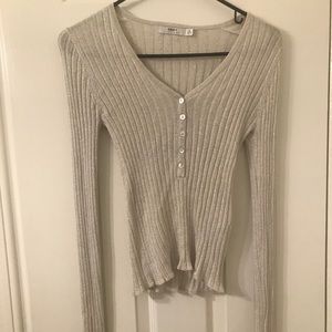 Silver button long sleeve blouse